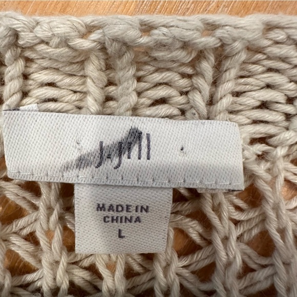 J. Jill Loose Knit Dolman 3/4 Sleeve Sweater Linen Blend Striped Blue Beige - Picture 9 of 12